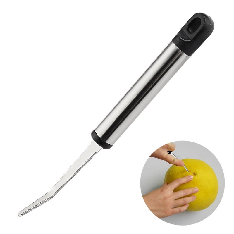 GOODFEER Grapefruit Fruit Knife, Stainless Steel Curved Serrated Utility with Long Handle Kitchen Peeler - Image 2